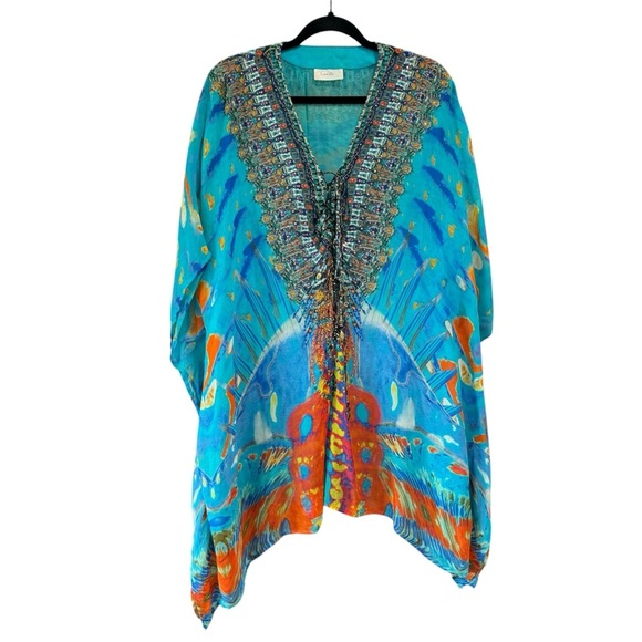 Camilla Short Lace Up Kaftan in "Take My Hand". One Size - Picture 2 of 14